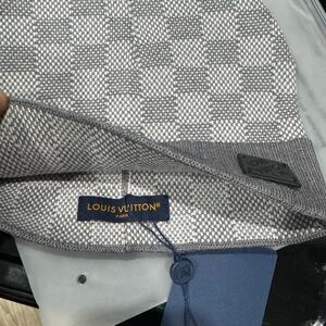 Louis Vuitton Gray and Ivory Checker Knit Beanie